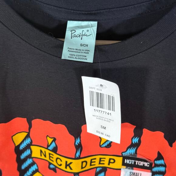 Neck Deep X Song's That Saved My Life NWT Men's Small Black Cotton S/S T-Shirt - Picture 5 of 9